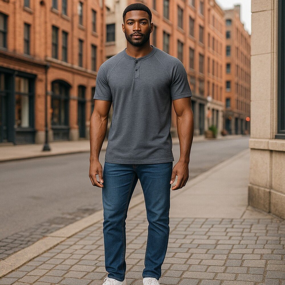 J.Crew Performance Mens Size M Short Sleeve Henley Shirt Gray Stretch Activewear